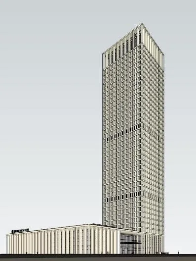 Sketchup办公模型|中国银行大楼，高层办公写字楼，现代风格