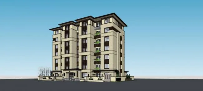 Sketchup住宅模型|多层住宅，公寓，中式风格，居住建筑