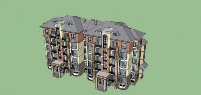 Sketchup住宅模型|多层住宅，花园洋房，欧式，古典风格，居住建筑