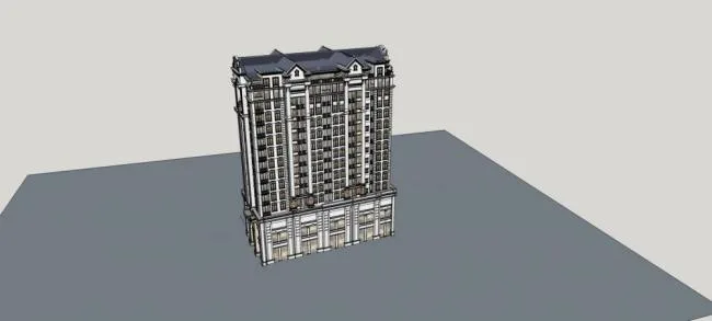 Sketchup住宅模型|高层住宅楼，民国风格，中式风格，居住建筑