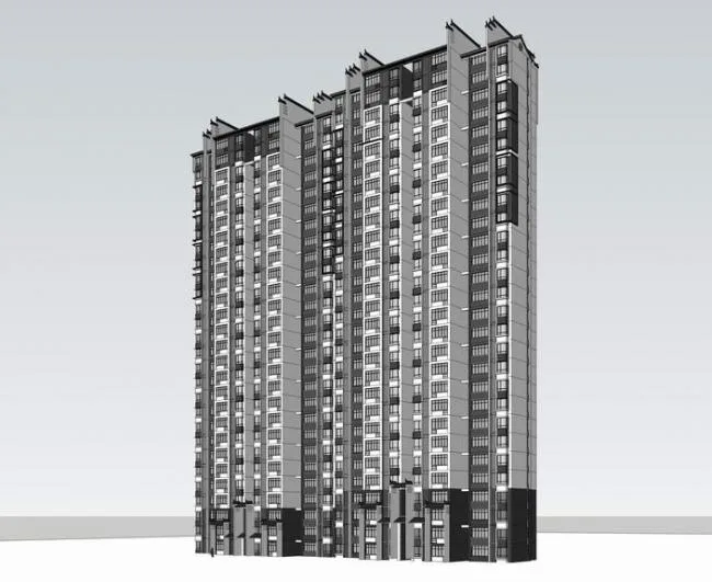 Sketchup住宅模型|高层住宅，新中式风格，居住建筑
