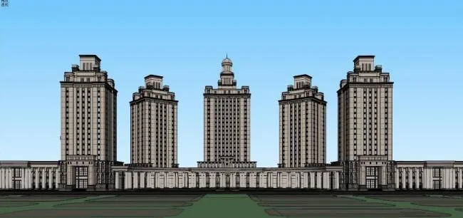 Sketchup办公模型|高层办公楼，行政写字楼，新古典风格