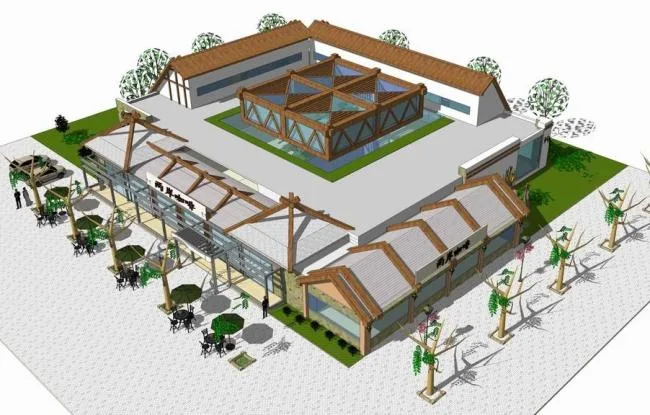 Sketchup商业模型|咖啡小屋，咖啡馆，商业建筑，现代风格