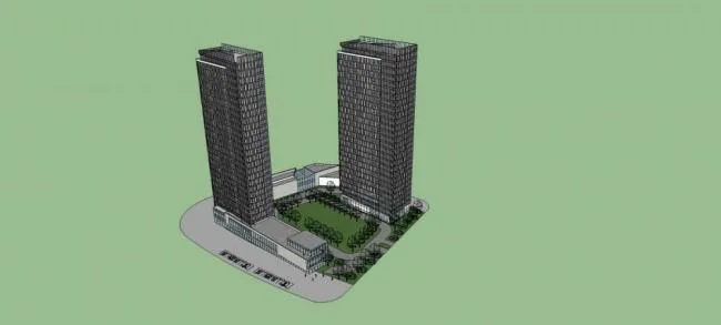 Sketchup办公模型|高层商业办公写字楼，现代风格