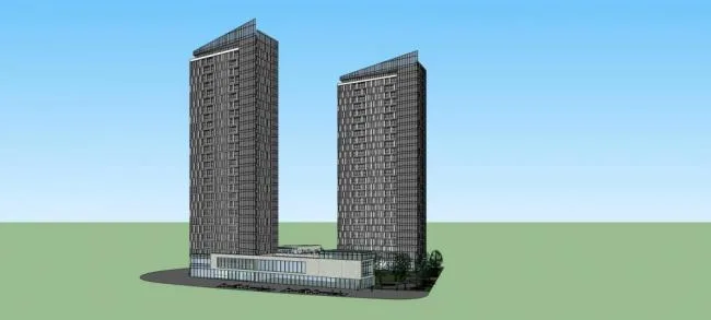 Sketchup办公模型|高层商业办公写字楼，现代风格