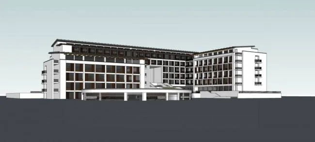Sketchup住宅模型|多层学校宿舍，新中式风格
