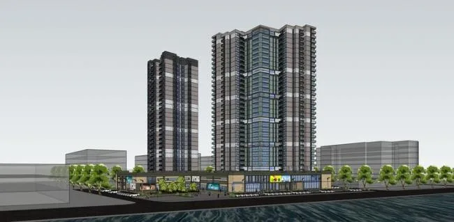 Sketchup住宅模型|高层商住楼，住宅，底层商业，居住建筑，现代风格