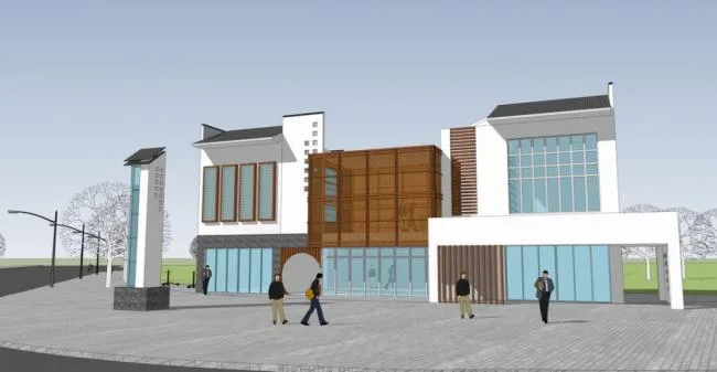 Sketchup商业模型|多层会所，商业建筑，新中式风格