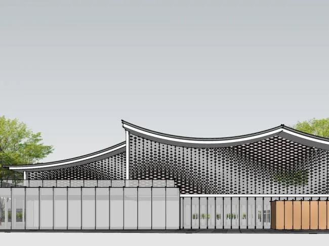 Sketchup商业模型|多层售楼处，商业建筑，新中式风格