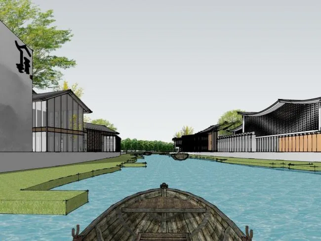 Sketchup商业模型|多层售楼处，商业建筑，新中式风格