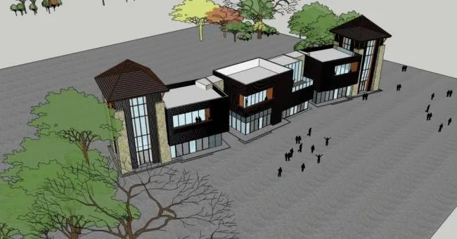 Sketchup商业模型|多层商业楼，商业建筑，中式风格