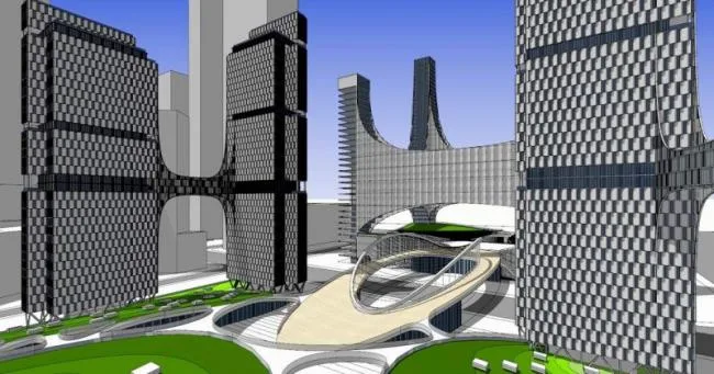 Sketchup办公模型|超高层办公楼写字楼，公寓，现代风格