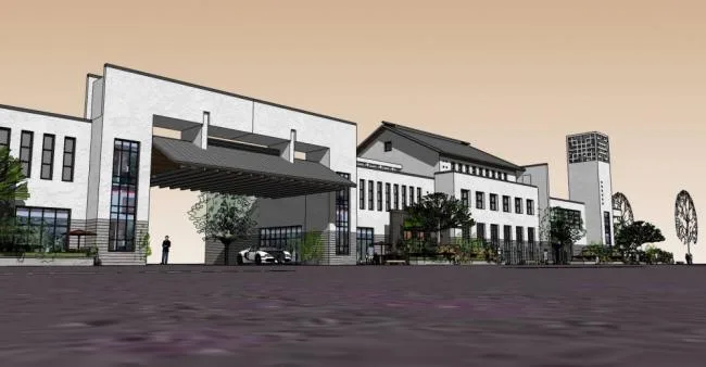 Sketchup商业模型|多层商业街，商业建筑，中式风格