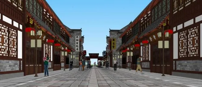Sketchup商业模型|多层商业街，商场，中式风格