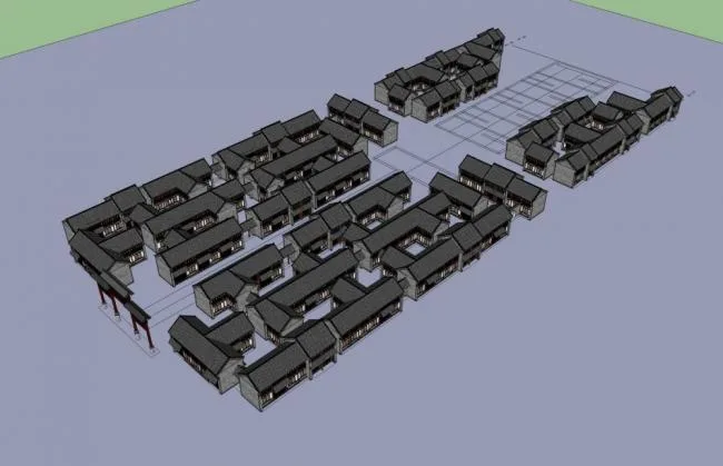 Sketchup商业模型|多层商业街，商场，中式风格