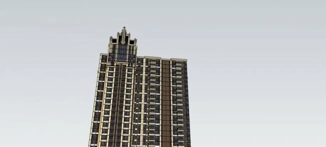 Sketchup住宅模型|高层住宅楼，新古典风格，居住建筑