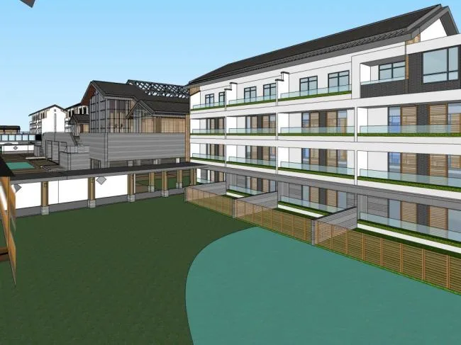 Sketchup住宅模型|多层老年公寓，中式风格，居住建筑