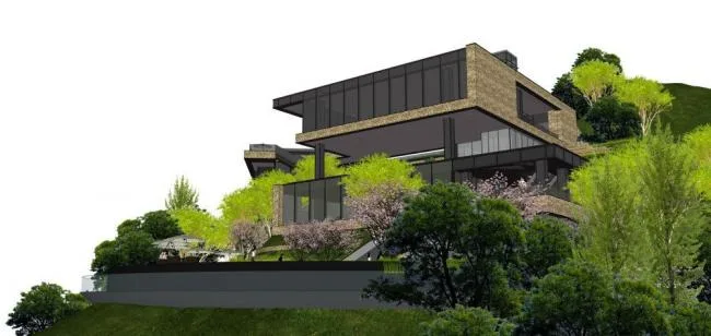 Sketchup商业模型|多层山地会所，商业建筑，现代风格