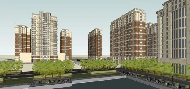 Sketchup住宅模型|高层住宅小区，西方新古典主义，居住建筑