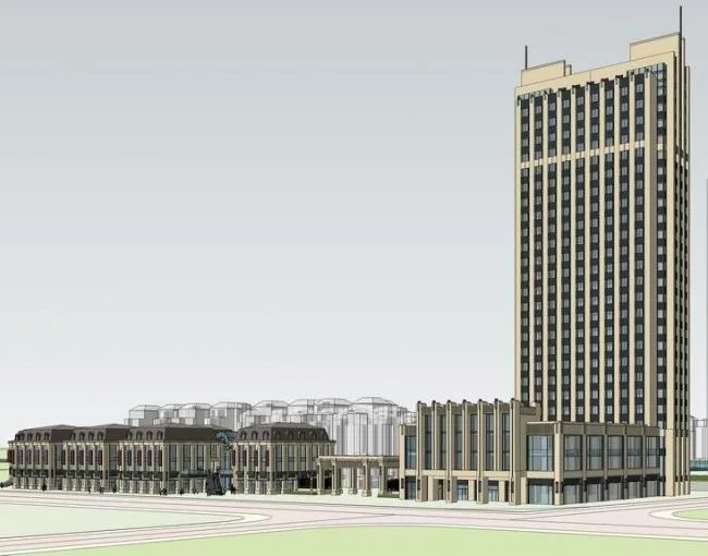 Sketchup办公模型|高层办公楼，新古典风格