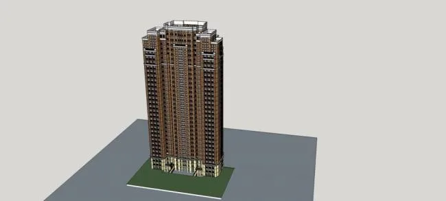 Sketchup住宅模型|高层住宅楼，居住建筑，简欧风格