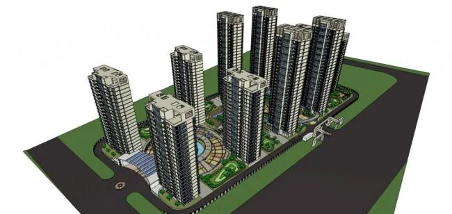 Sketchup住宅模型|高层住宅小区，现代风格，居住建筑