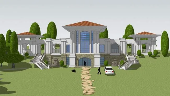 Sketchup商业模型|多层商业会所，西班牙会所，欧式风格，古典风格