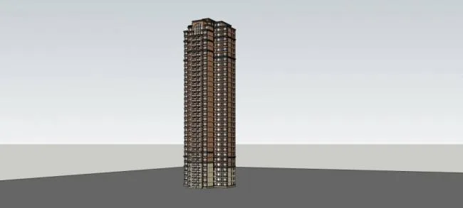 Sketchup住宅模型|超高层住宅楼，居住建筑，欧式古典风格