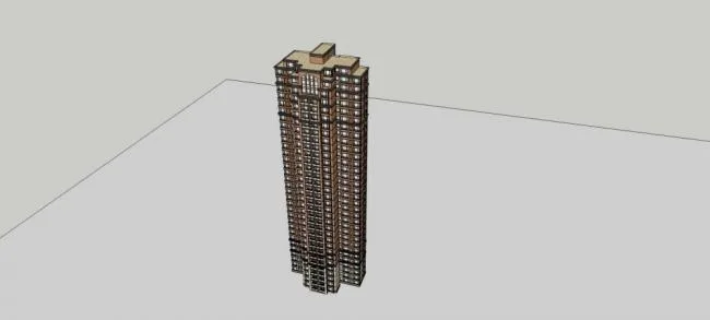 Sketchup住宅模型|超高层住宅楼，居住建筑，欧式古典风格