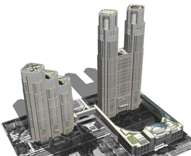 Sketchup办公模型|TokyoMetroGovt，超高层办公，古典风格