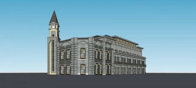 Sketchup商业模型|小商业楼，民国风格，多层商场