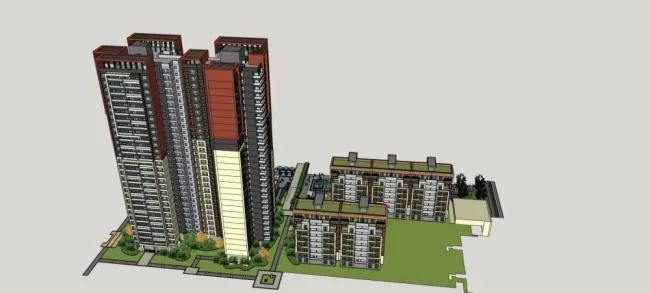 Sketchup住宅模型|高层住宅小区，居住建筑，现代风格