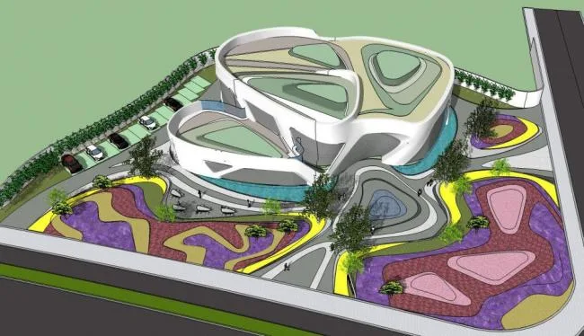 Sketchup商业模型|多层售楼处，现代风格，商业建筑