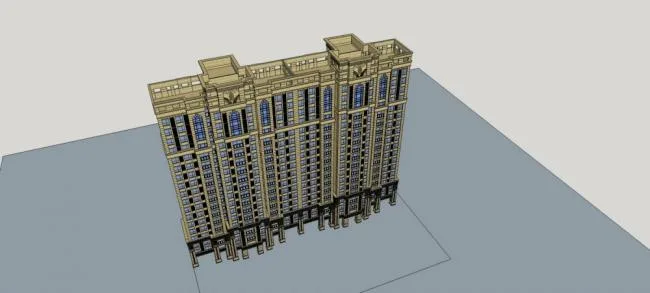 Sketchup住宅模型|高层住宅楼，居住建筑，新古典风格