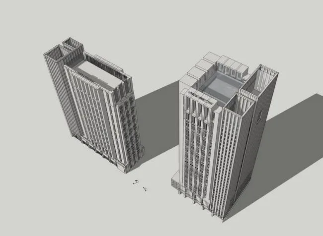 Sketchup办公模型|高层办公楼，新古典风格