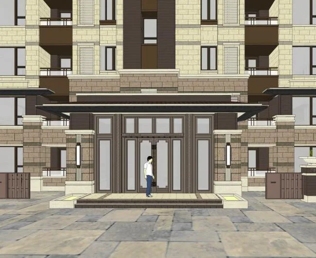 Sketchup住宅模型|小高层联排住宅楼，欧式古典风格，居住建筑