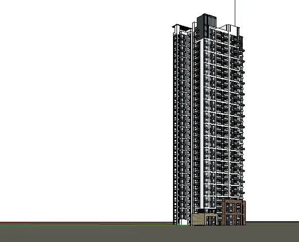 Sketchup住宅模型|高层住宅，蝶形户型，现代风格，居住建筑