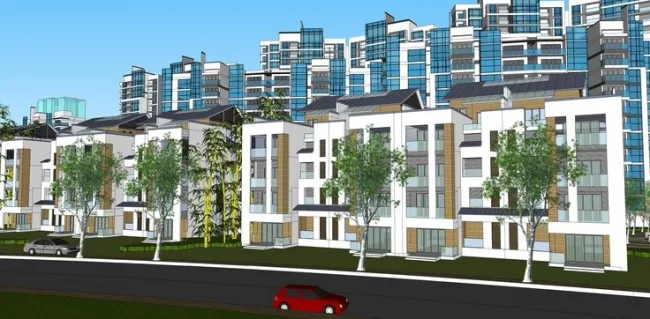 Sketchup住宅模型|高层住宅小区规划，居住建筑，现代风格