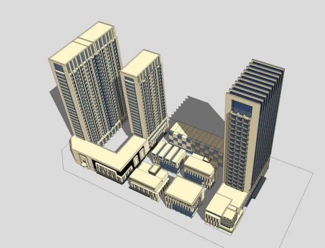 Sketchup办公模型|高层办公楼，新古典风格