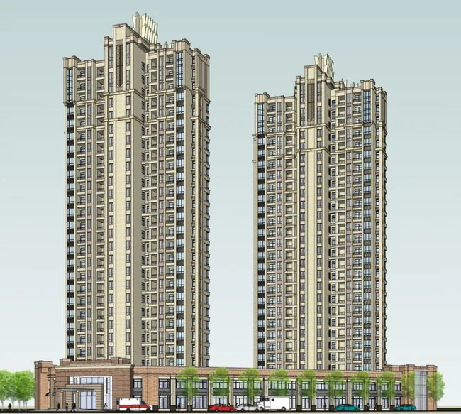 Sketchup住宅模型|高层住宅楼，现代风格，底层商业，居住建筑