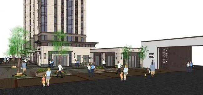 Sketchup住宅模型|高层住宅，底层商业，沿街商业，欧式风格