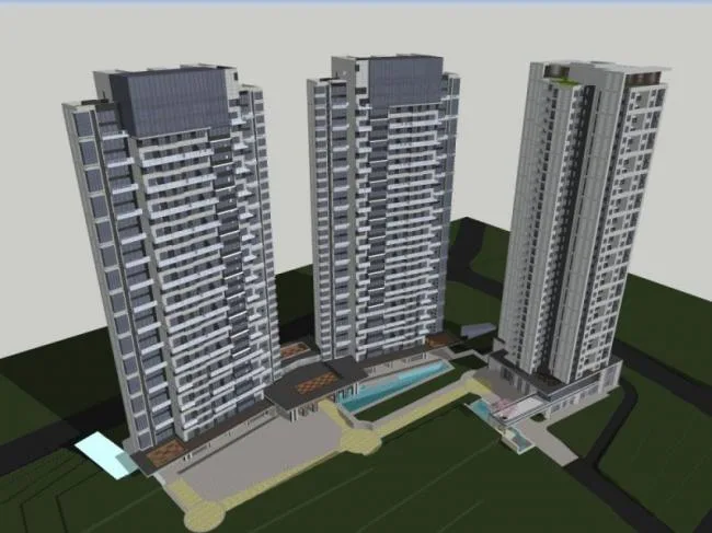 Sketchup住宅模型|高层住宅，现代风格，居住建筑