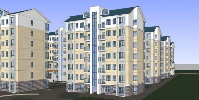 Sketchup住宅模型|多层住宅，底层商业，居住建筑，现代风格
