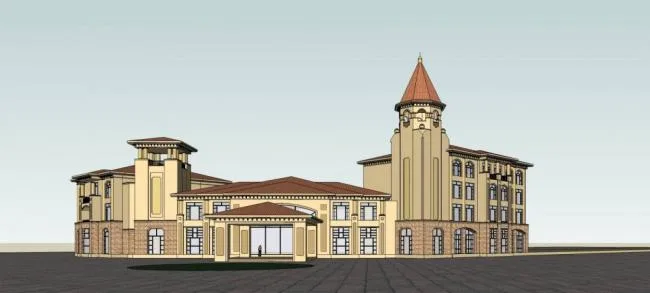 Sketchup商业模型|多层商业会所，西班牙风格，古典风格