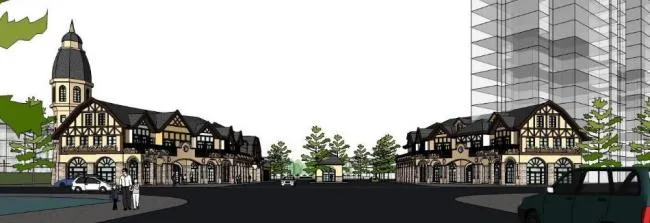 Sketchup商业模型|多层小镇商业会所，英式，古典风格