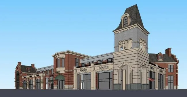 Sketchup商业模型|多层商业建筑，英式，古典风格