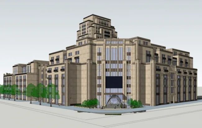 Sketchup办公模型|多层高层混合办公楼，新古典风格