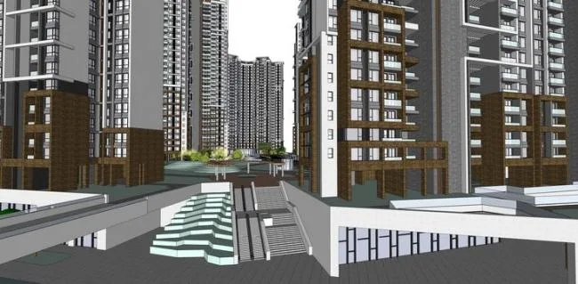 Sketchup住宅模型|高层住宅小区，现代风格，天井，居住建筑