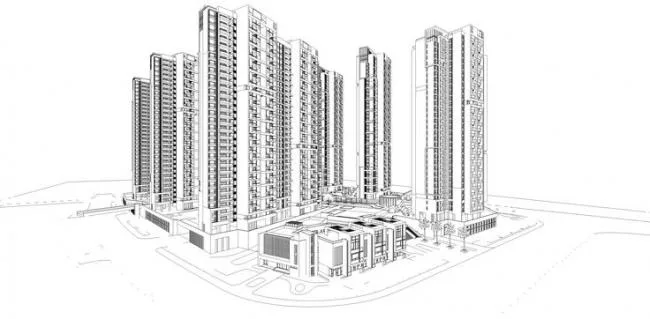 Sketchup住宅模型|高层住宅小区，现代风格，天井，居住建筑