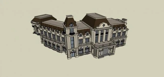 Sketchup商业模型|多层商业会所，法式，古典风格